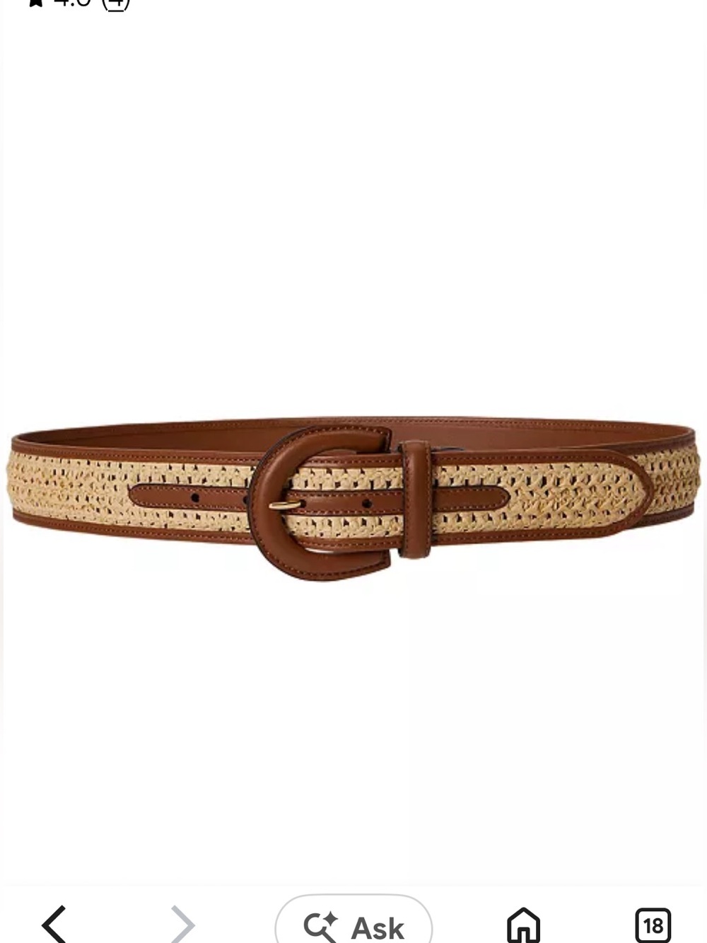 Lauren Ralph Lauren Tan and Beige Woven Crescent Buckle Belt